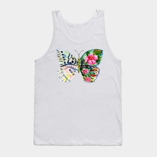 Painted green butterfly with flowers Tank Top